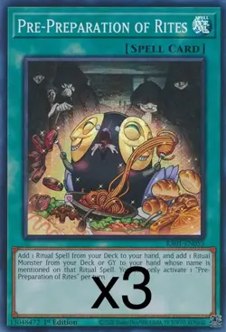 3X Yugioh Pre-Preparation of Rites RA01-EN055 Super Rare 1st Edition NM - Image 1