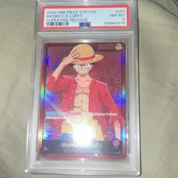 Bandai One Piece Monkey D. Luffy Leader Foil ST01-001 Super Pre-Release PSA 8 2… - Image 1