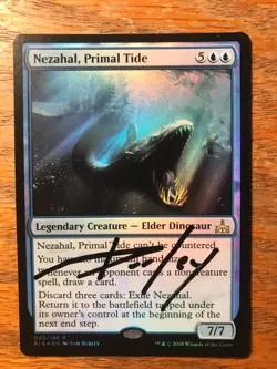 Magic the Gathering MTG foil Nezahal, Primal Tide Rivals of Ixalan signed NM - Image 1