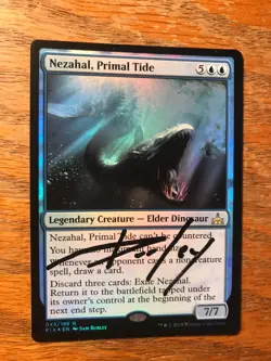 Magic the Gathering MTG foil Nezahal, Primal Tide Rivals of Ixalan signed NM - Image 2