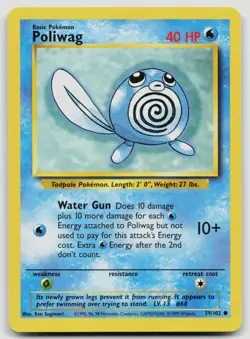 POLIWAG 59/102 COMMON BASE SET UNLIMITED POKEMON LP - Image 1