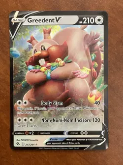 Pokemon Greedent V Swsh08: Fusion Strike 217/264 Ultra Rare Holo - Image 1