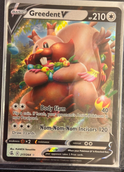 Pokemon TCG Greedent V 217/264 Fusion Strike Sword & Shield ULTRA RARE - Image 1