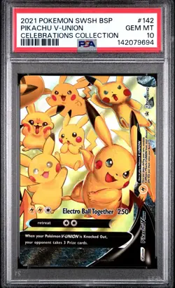 PSA 10 Pokemon Pikachu V-Union Celebrations Coll. Promo SWSH 142 - Image 1