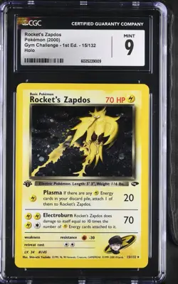 2000 POKEMON GYM CHALLENGE - 1ST EDITION - HOLO #15/132 ROCKET'S ZAPDOS CGC 9 - Image 1