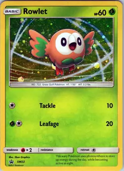 Rowlet SM22 - Pokemon TCG Sun & Moon Black Star Promos - Holo (LP) - Image 1