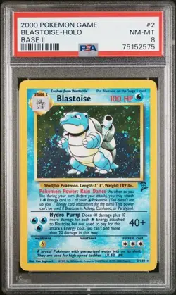 Blastoise #2/130 - PSA 8 - Pokemon TCG | Base Set 2 II HOLO SWIRL - Image 1