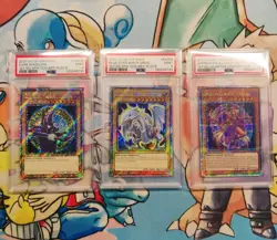 Yu-gi-oh! Stampede Blue Eyes, Magician Apprentice, Dark Magician 9th RA04 PSA 9s - Image 1