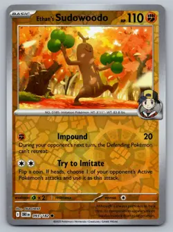 Pokemon TCG SV10: Destined Rivals Ethan's Sudowoodo 093/182 Reverse Holo - Image 1