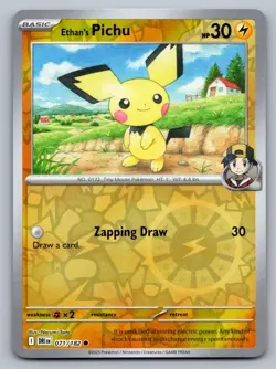 Pokemon TCG SV10: Destined Rivals Ethan's Pichu 071/182 Reverse Holo - Image 1