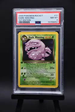 Pokemon Dark Weezing 1st Edition 31/82 Team Rocket Rare PSA 8 - Image 1
