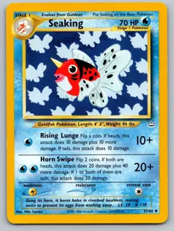 Seaking 37/64 Uncommon Neo Revelation Pokemon Unlimited Lightly Played - Image 1