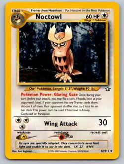 Noctowl 42/111 Uncommon Neo Genesis Pokemon Unlimited Near Mint - Image 1