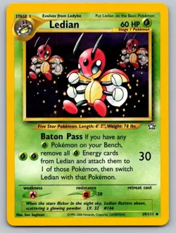 Ledian 39/111 Uncommon Neo Genesis Pokemon Unlimited Near Mint - Image 1