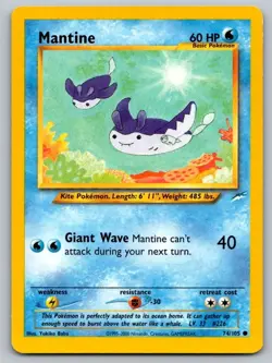 Mantine 74/105 Common Neo Destiny Pokemon Unlimited Lightly Played - Image 1