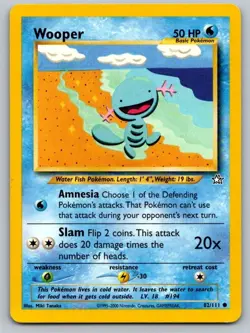 Wooper 82/111 Common Neo Genesis Pokemon Unlimited Lightly Played - Image 1