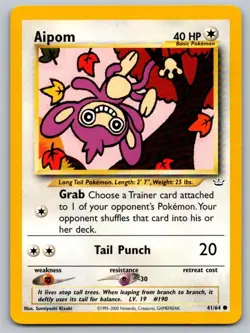 Aipom 41/64 Common Neo Revelation Pokemon Unlimited Lightly Played - Image 1