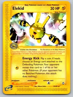 Elekid 9 Rare Aquapolis Pokemon Near Mint - Image 1