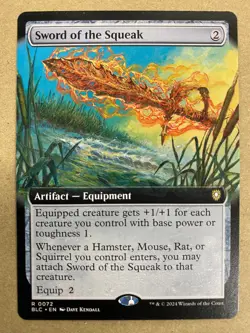 MTG 1x EXTENDED ART Sword of the Squeak # 72 Commander: Bloomburrow Magic x1 NM - Image 1
