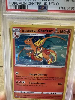 Pokemon Center UK Special Delivery Charizard Pikachu Holo SWIRL SWSH 072 PSA 8 - Image 5