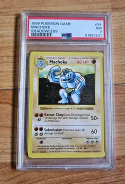 🚨 PSA 7🚨Pokemon Card - Machoke Base Set (Shadowless) 34/102 Uncommon - Image 1