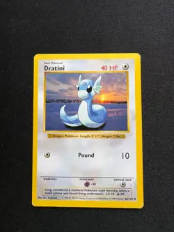 Dratini Shadowless Unlimited Card 026/102 Base Set Pokemon Card Modrately Played - Image 1