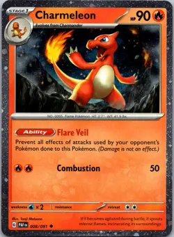 Charmeleon #008/091 Cosmos Holo SV: Paldean Fates Pokemon NM (C) - Image 1