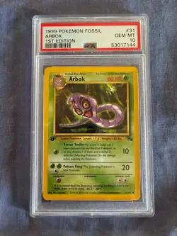 Arbok Pokemon Fossil Gem Mint PSA 10 1st Edition - Image 1