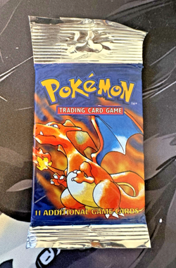 Pokemon Base Set Unlim Long Crimp Booster Pack Sealed Charizard 20.9g Small Tear - Image 1