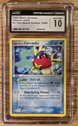 Pokemon Team Aqua's Carvanha EX Magma Vs Aqua #25 CGC 10 - Image 1