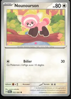 Carte Pokemon Nounourson 052/064 Fable Nebuleuse Francais - Image 1