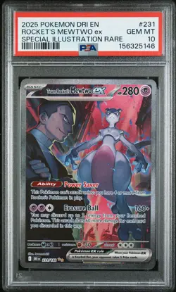 2025 POKEMON DRI EN-DESTINED RIVALS #231 TEAM ROCKET'S MEWTWO EX PSA 10 - Image 1