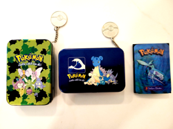 POKEMON Battling Coin Games (2), Collector Tins (3), and Lugia Holo Book -Golden - Image 1
