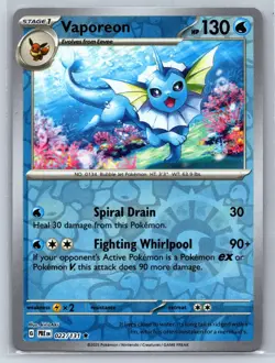 VAPOREON 022/131 HOLO RARE SV: PRISMATIC EVOLUTIONS POKEMON REVERSE HOLO NM - Image 1