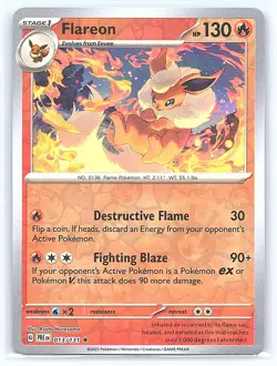 FLAREON 013/131 HOLO RARE SV: PRISMATIC EVOLUTIONS POKEMON REVERSE HOLO NM - Image 1
