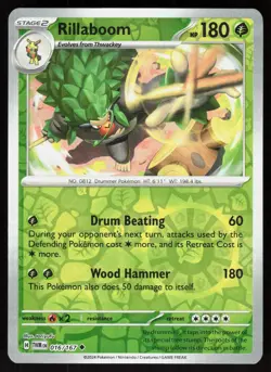 Rillaboom 016/167 Uncommon Twilight Masquerade Pokemon Reverse Holo Near Mint - Image 1