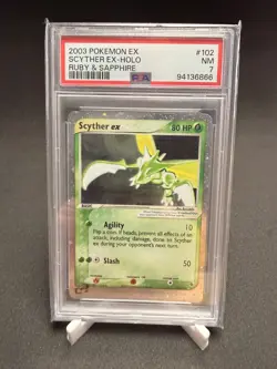 2003 POKEMON EX RUBY & SAPPHIRE #102 SCYTHER EX-HOLO PSA 7 - Image 1