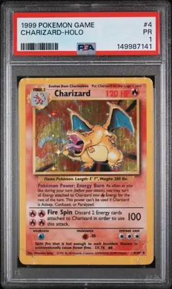 PSA 1 1999 POKEMON GAME BASE SET #4 CHARIZARD HOLO - Image 1