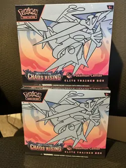 2x Pokemon TCG Chaos Rising Pokemon Center ETB Elite Trainer Boxes - In Hand - Image 1