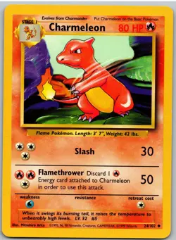 Charmeleon 24/102 Uncommon Base Set Unlimited Pokemon NM - Image 1