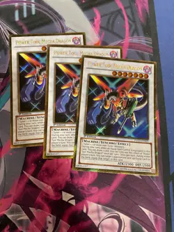 YUGIOH - POWER TOOL MECHA DRAGON X3 - GOLD SECRET RARE - NM - PGLD - 1ST ED - Image 1
