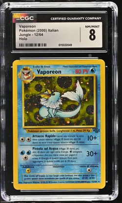 CGC 8 Italian Vaporeon 2000 Jungle 12/64 Holo Pokemon Card - Image 1