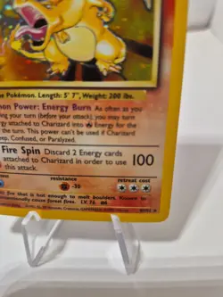 Pokemon TCG Charizard 1996 Halo Base Set Holo Rare #4 NM Condition Vintage Card - Image 3