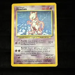 Pokemon Mewtwo TCG Base Set Holo Unlimited Rare Card 10/102 - Image 1