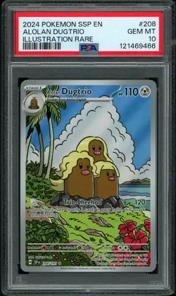 PSA 10 GEM MINT Alolan Dugtrio 208 Surging Sparks Pokemon Card - Image 1