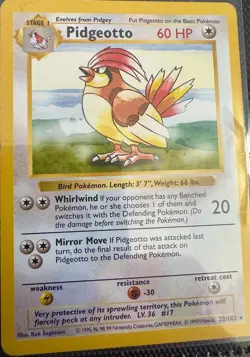 Pokemon TCG *1999 Base Set Shadowless Pidgeotto #22/102* - Image 1