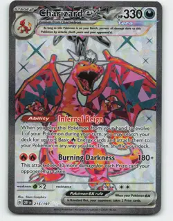 2023 Pokemon, Obsidian Flames, #215/197 Charizard EX, Full Art, Ultra Rare - Image 1
