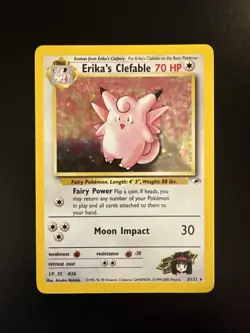 Erika’s Clefable 3/132 Holo Rare Gym Heroes Pokemon - Image 1