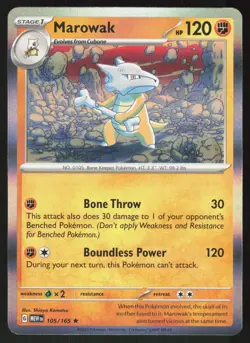 Marowak 105/165 Rare 151 Pokemon Holo Near Mint - Image 1