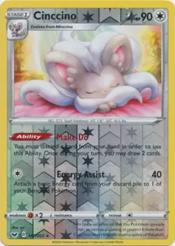 Pokemon - Cinccino - 147/202 - Rare - Reverse Holo - Sword & Shield - Base Set - - Image 1